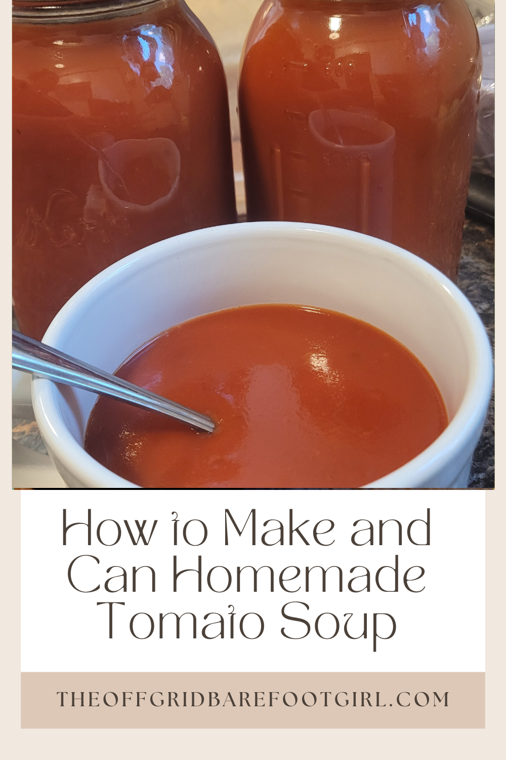 Image illustrates a Pinterest pin of homemade tomato soup.