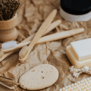 Image illustrates products for an eco-friendly household.