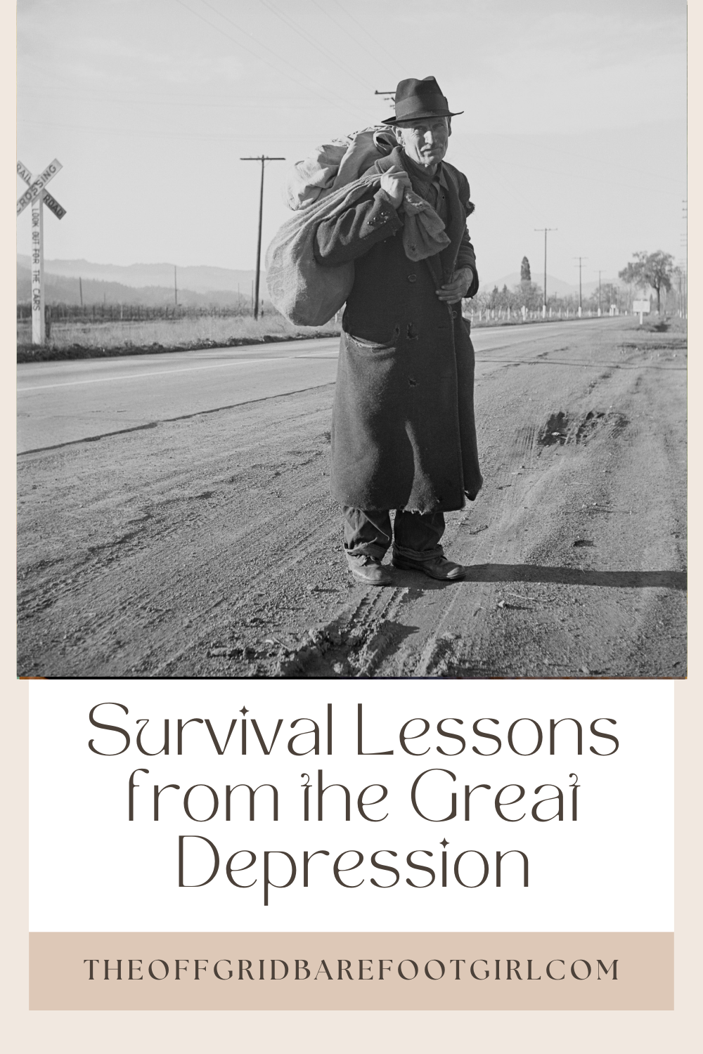 Image illustrates a Pinterest pin of survival lessons from the Great Depression.