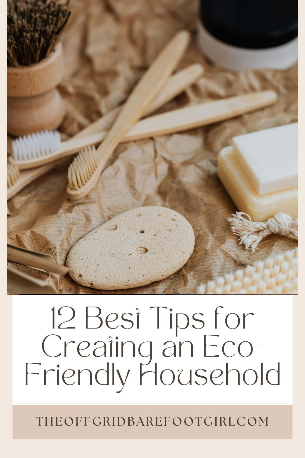 Image illustrates a Pinterest pin of products for an eco-friendly household.