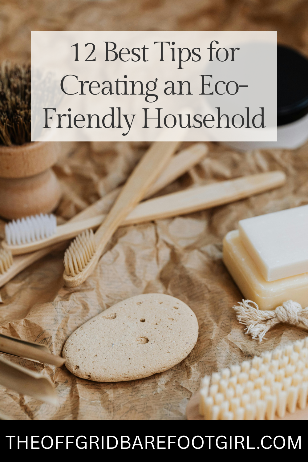 Image illustrates a Pinterest pin of products for an eco-friendly household.