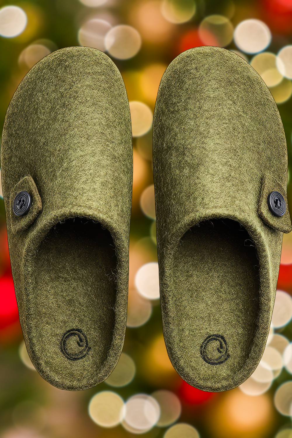 Image illustrates felted slippers for handmade Christmas gifts.