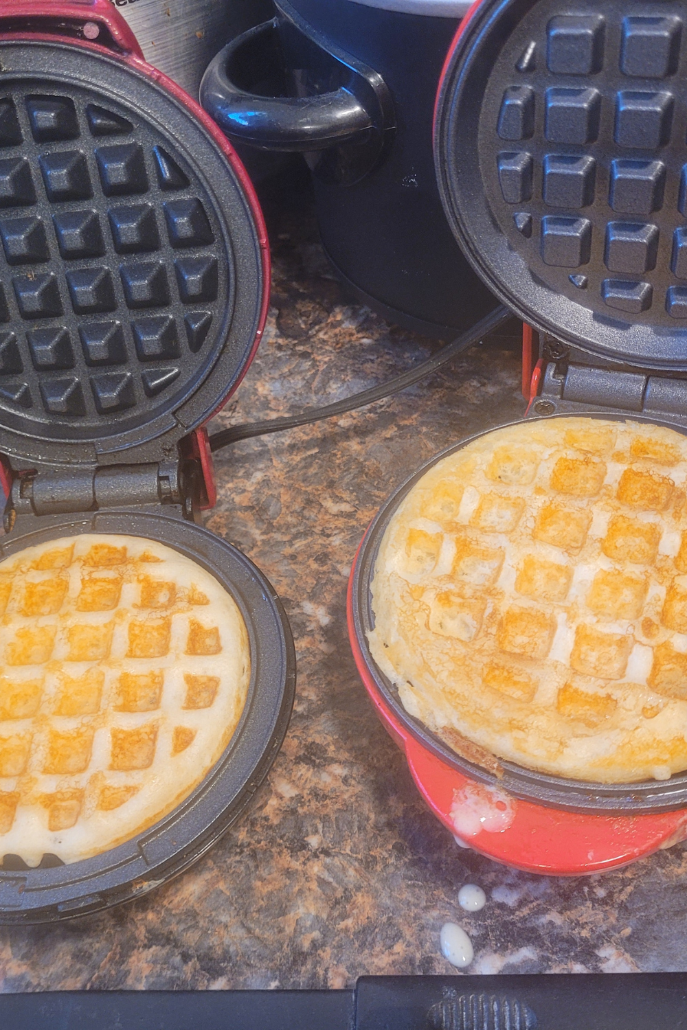 Image illustrates sourdough buttermilk waffles.