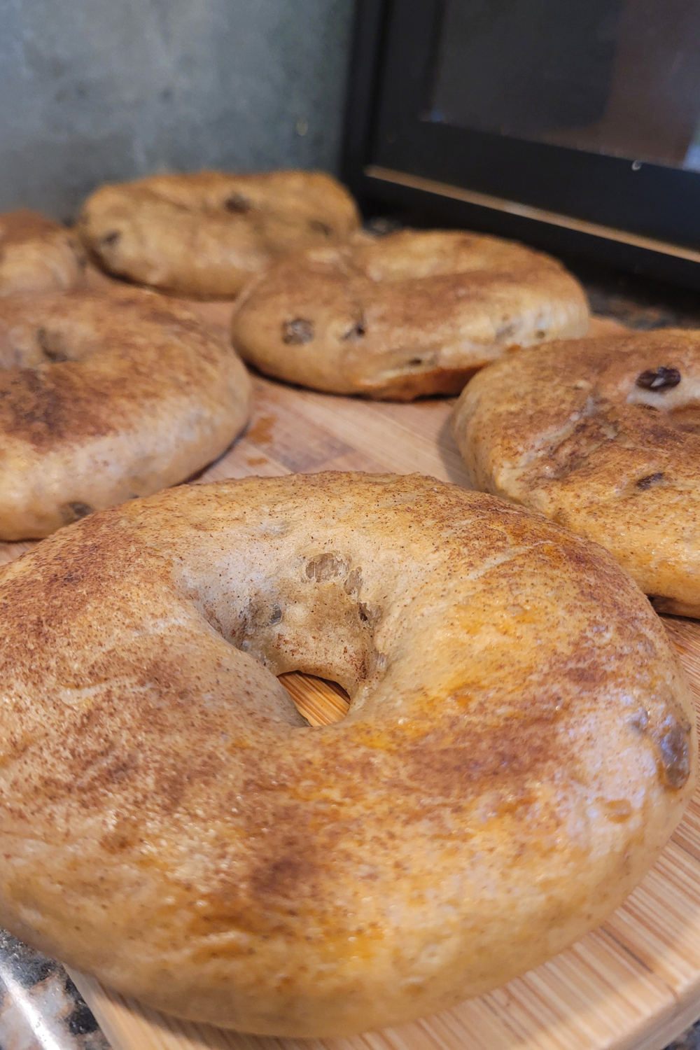 Image illustrates cinnamon raisin bagels.