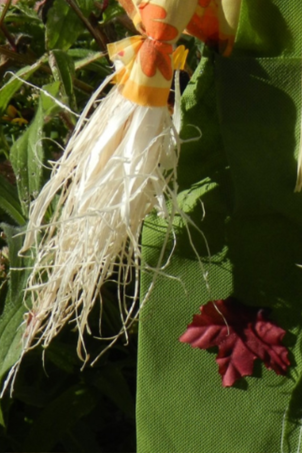 Image illustrates a scarecrow for how to make a scarecrow.