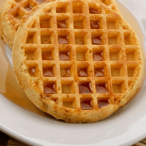 Image illustrates sourdough buttermilk waffles.