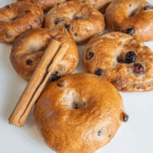 Image illustrates cinnamon raisin bagels.