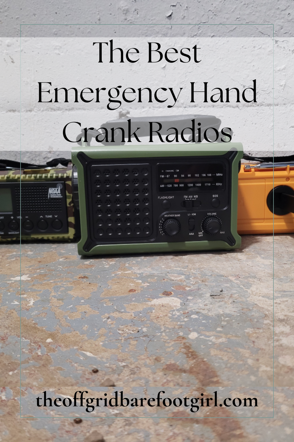 Image illustrates a Pinterest pin of hand crank radios.