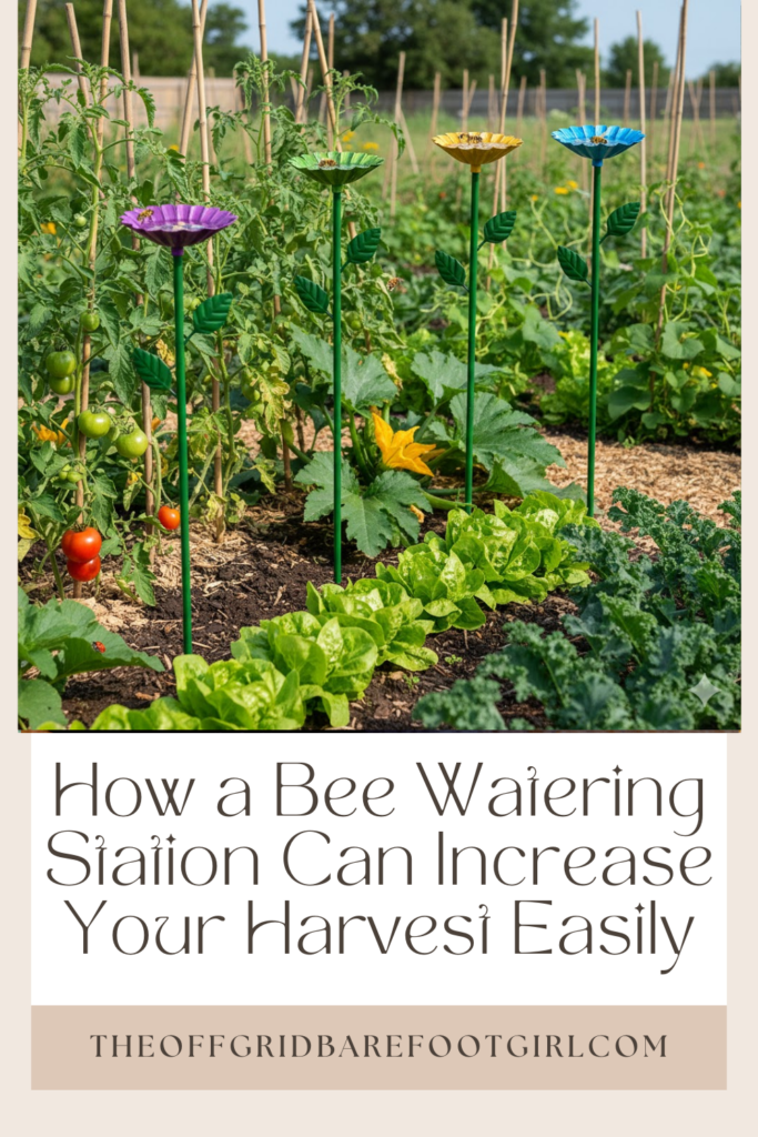Image illustrates a bee watering station to increase your harvest.
