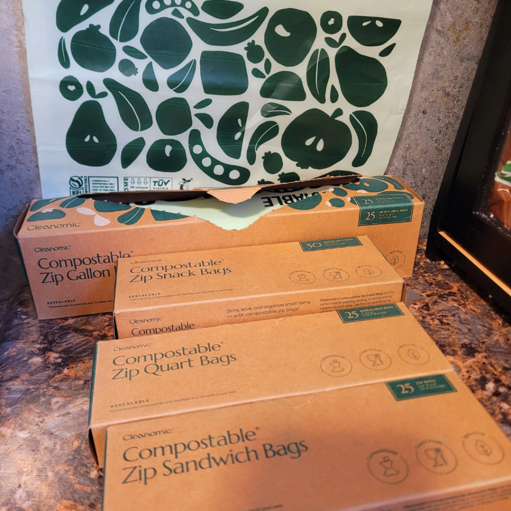 Image illustrates biodegradable ziplock bags.