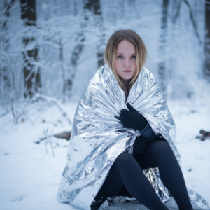 Image illustrates Mylar emergency blankets.