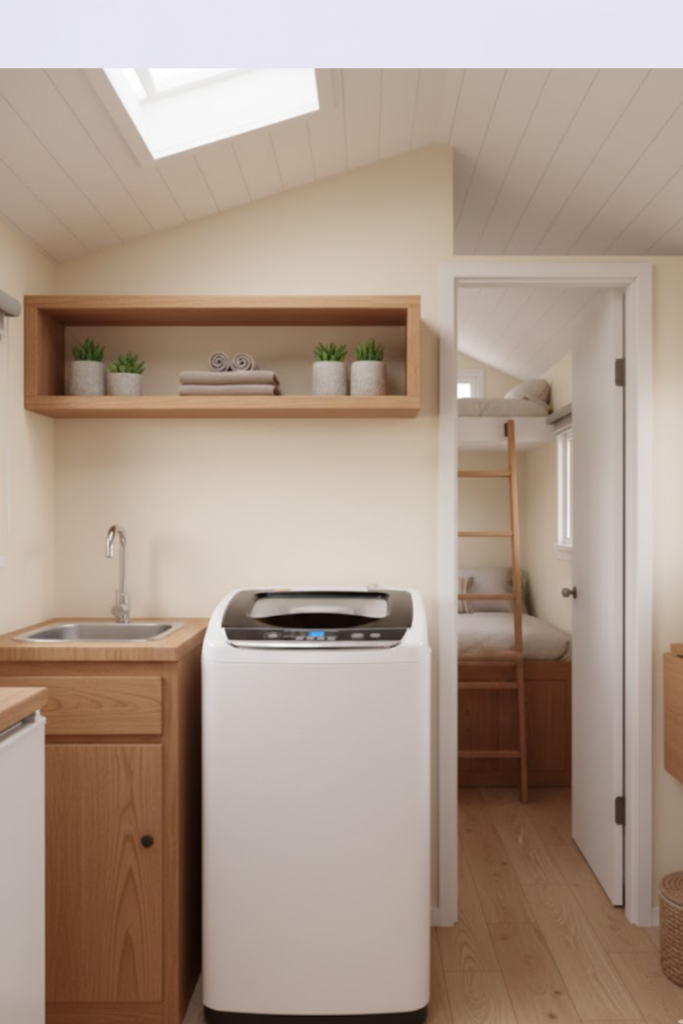 Image illustrates portable washing machines.