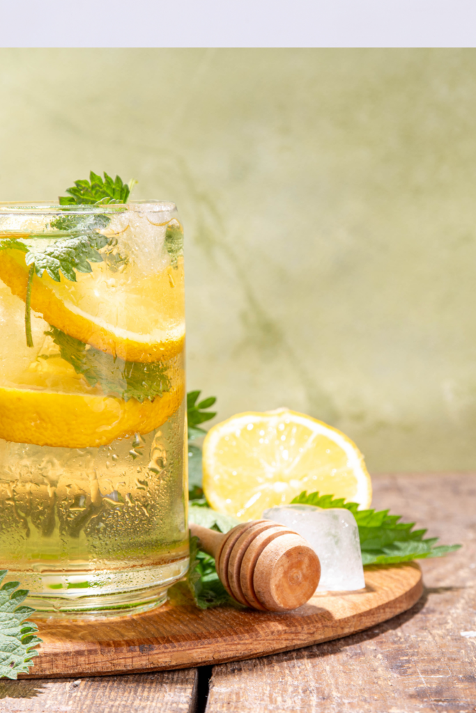 Image illustrates stinging nettle tea.