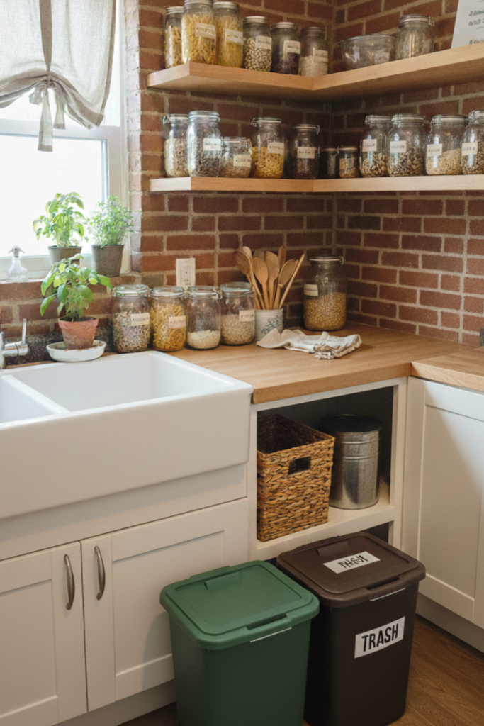 Image illustrates an eco-friendly kitchen.