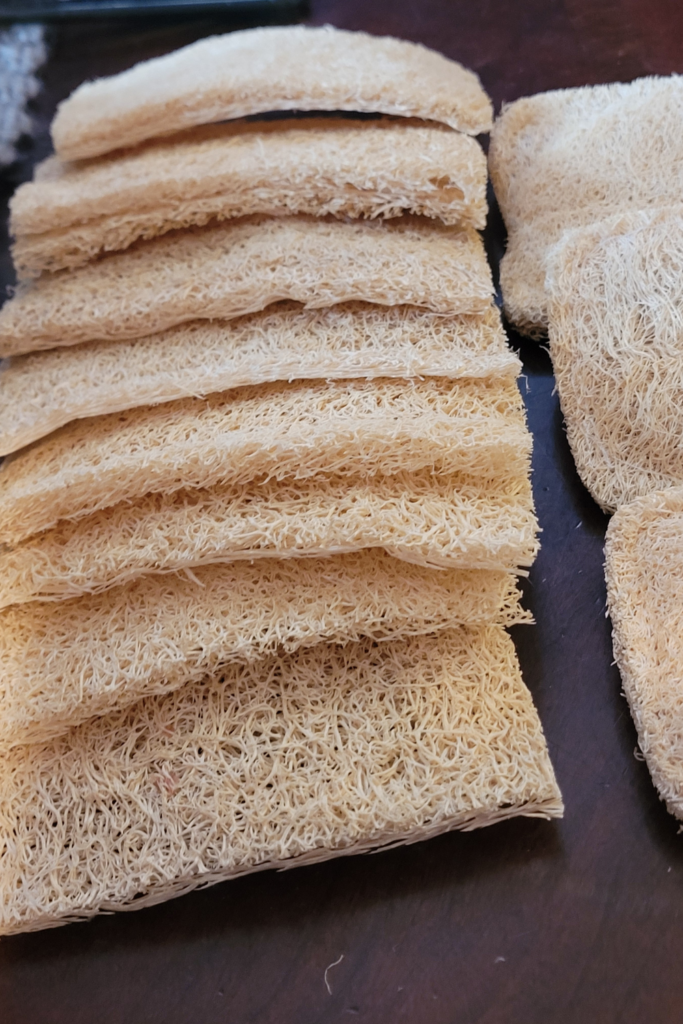 Image illustrates natural loofah sponges.