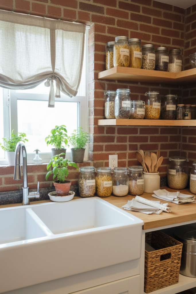 Image illustrates an eco-friendly kitchen.