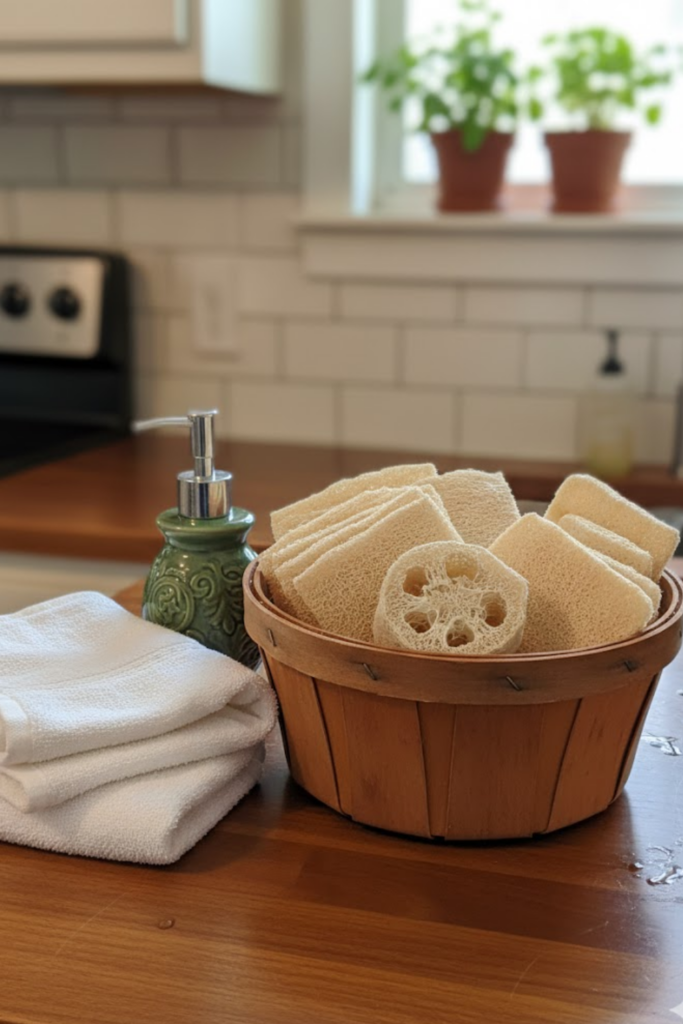 Image illustrates natural loofah sponges.