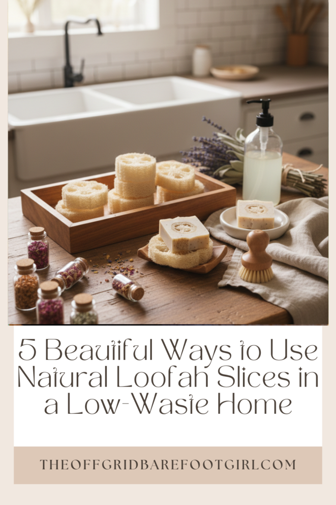 Image illustrates natural loofah slices.