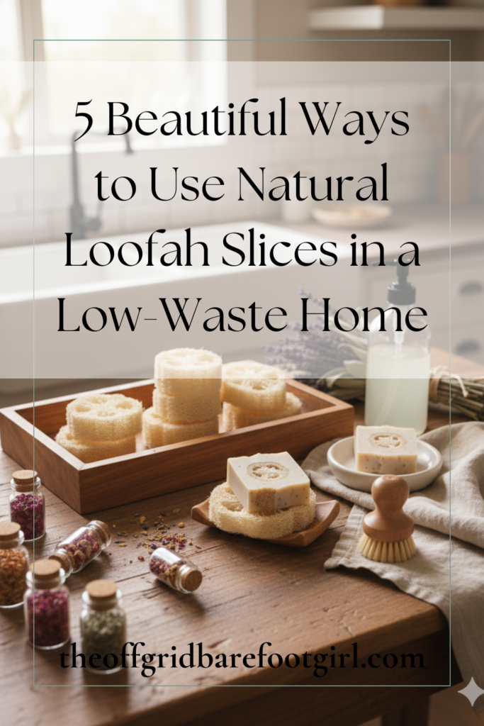 Image illustrates natural loofah slices.