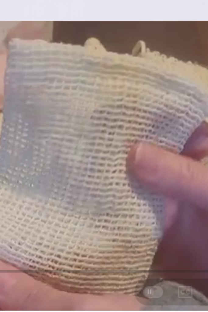 Image illustrates a soap saver bag.