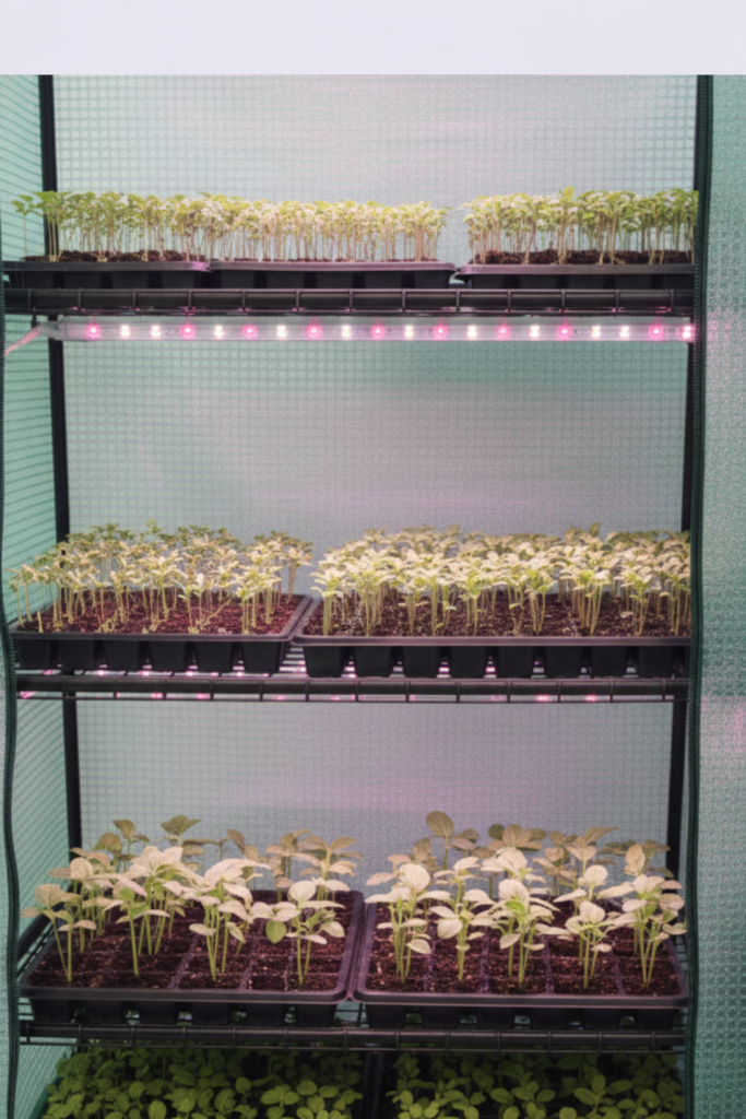 Image illustrates apartment survival gardening.